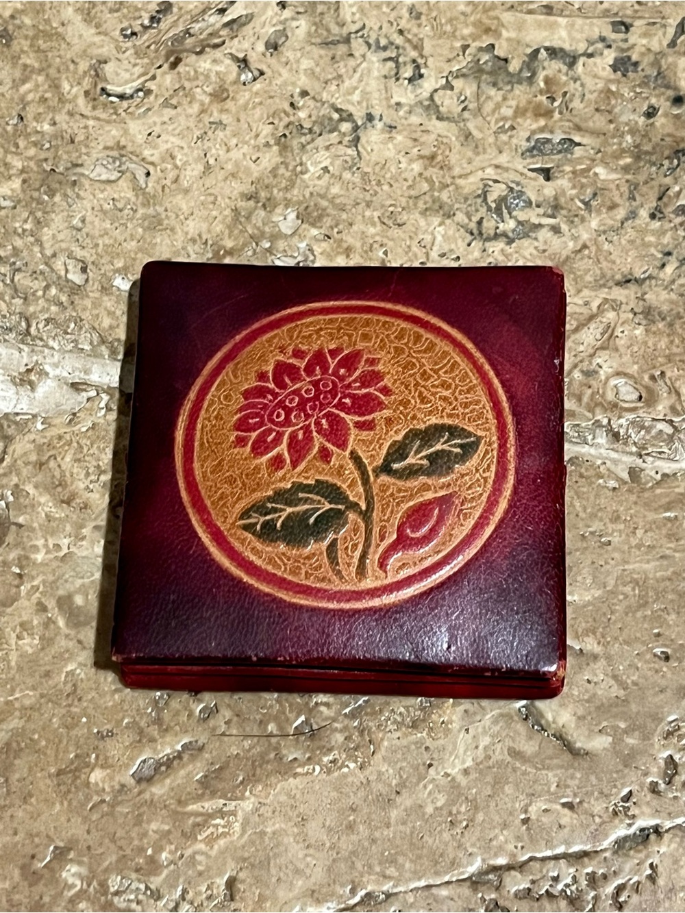 Vintage Burgundy Floral Accordion Coin Purse Snap Wallet